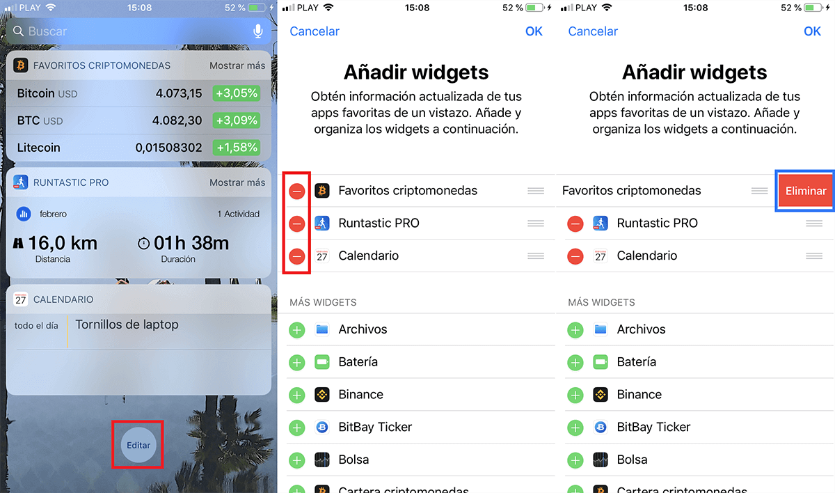 desactivar los Widgets de iPhone con iOS como sugerencias de siri