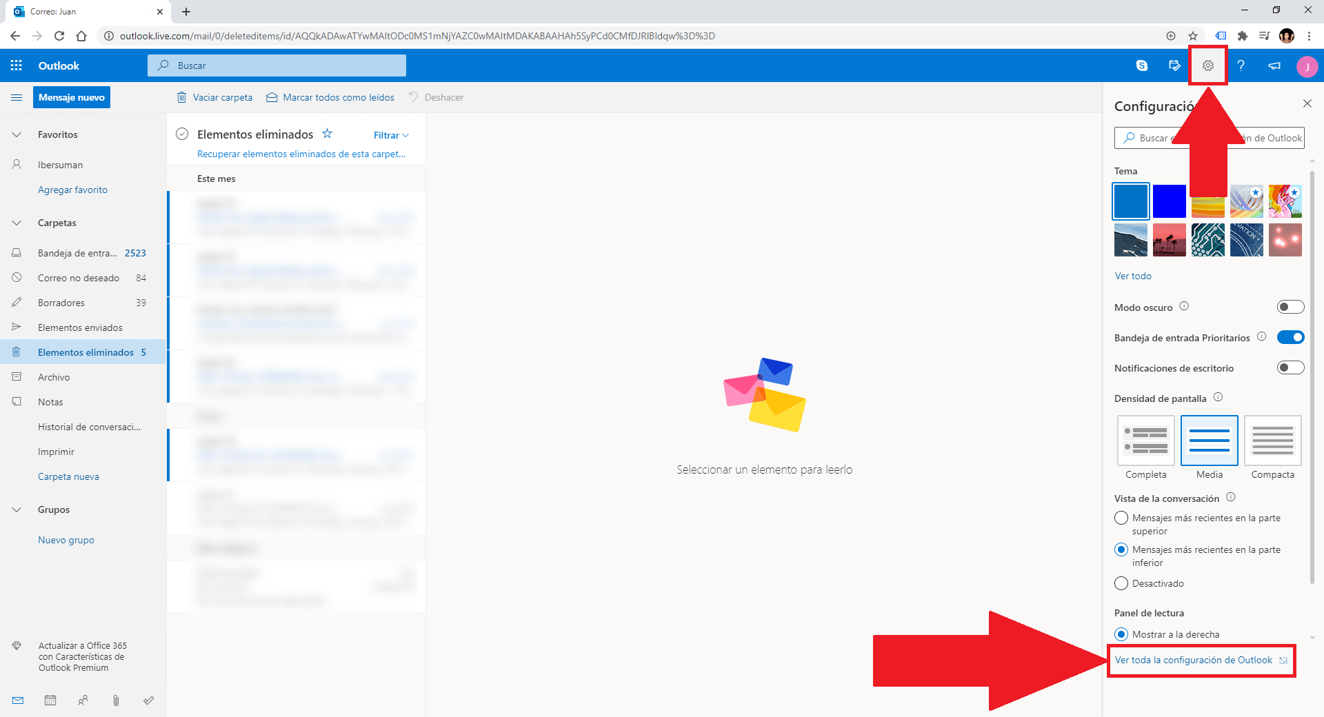 eliminar permanentemente los correos de Outlook al cerrar sesión en tu cuenta