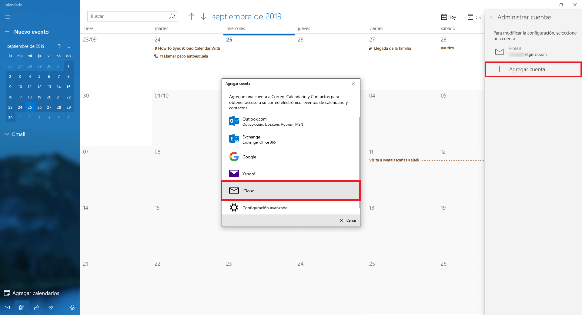 usar el calendario de icloud en el tu pc con windows 10