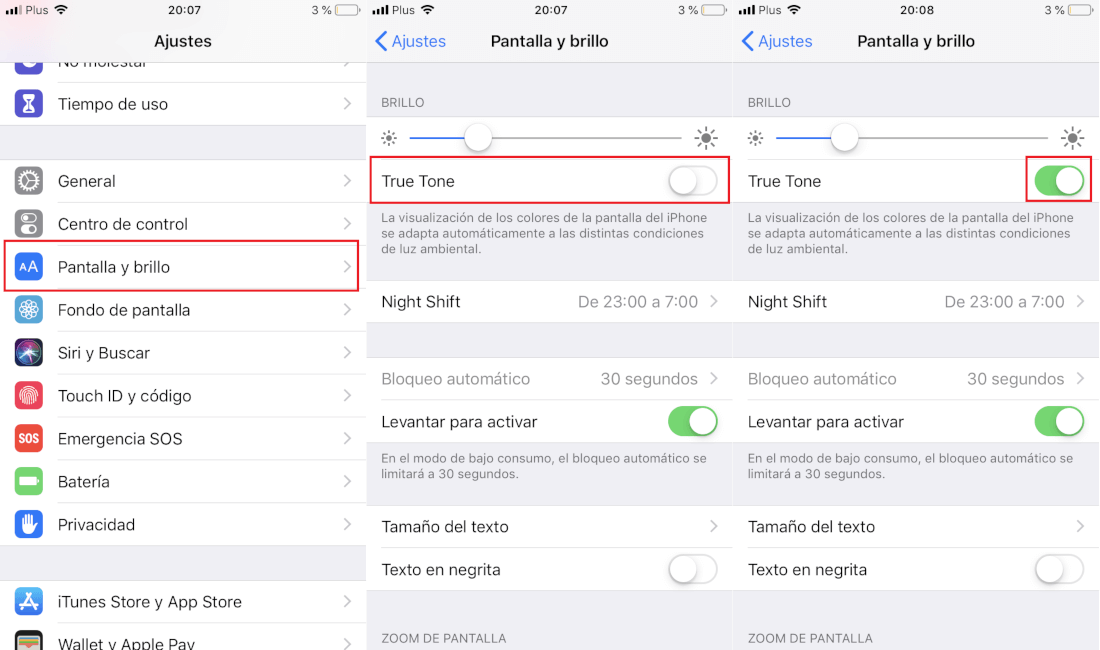 activar la función True Tone en iPhone y iPad con iOS