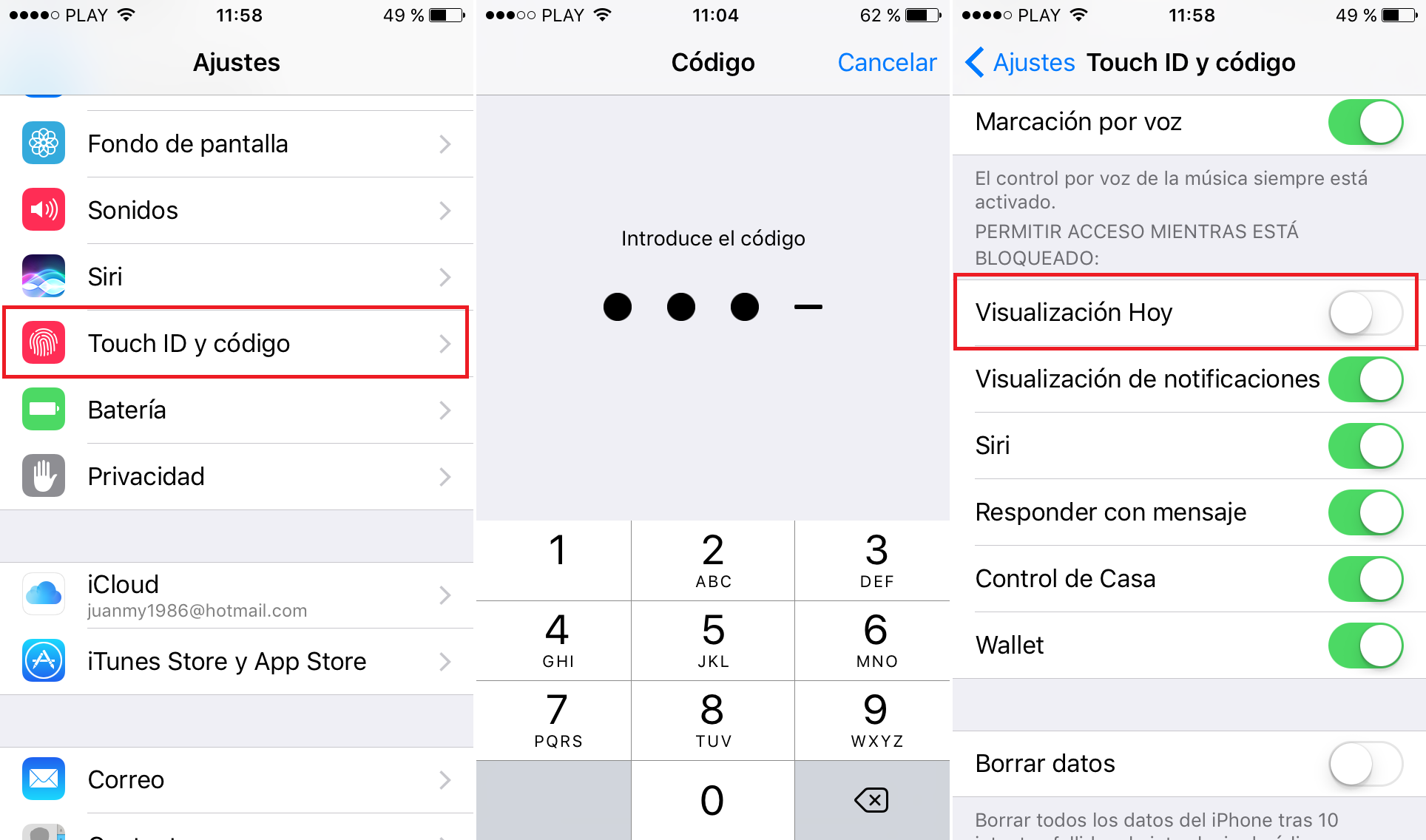 deshabilitar los widgets de la pantalla de bloqueo de iPhone con iOS 10