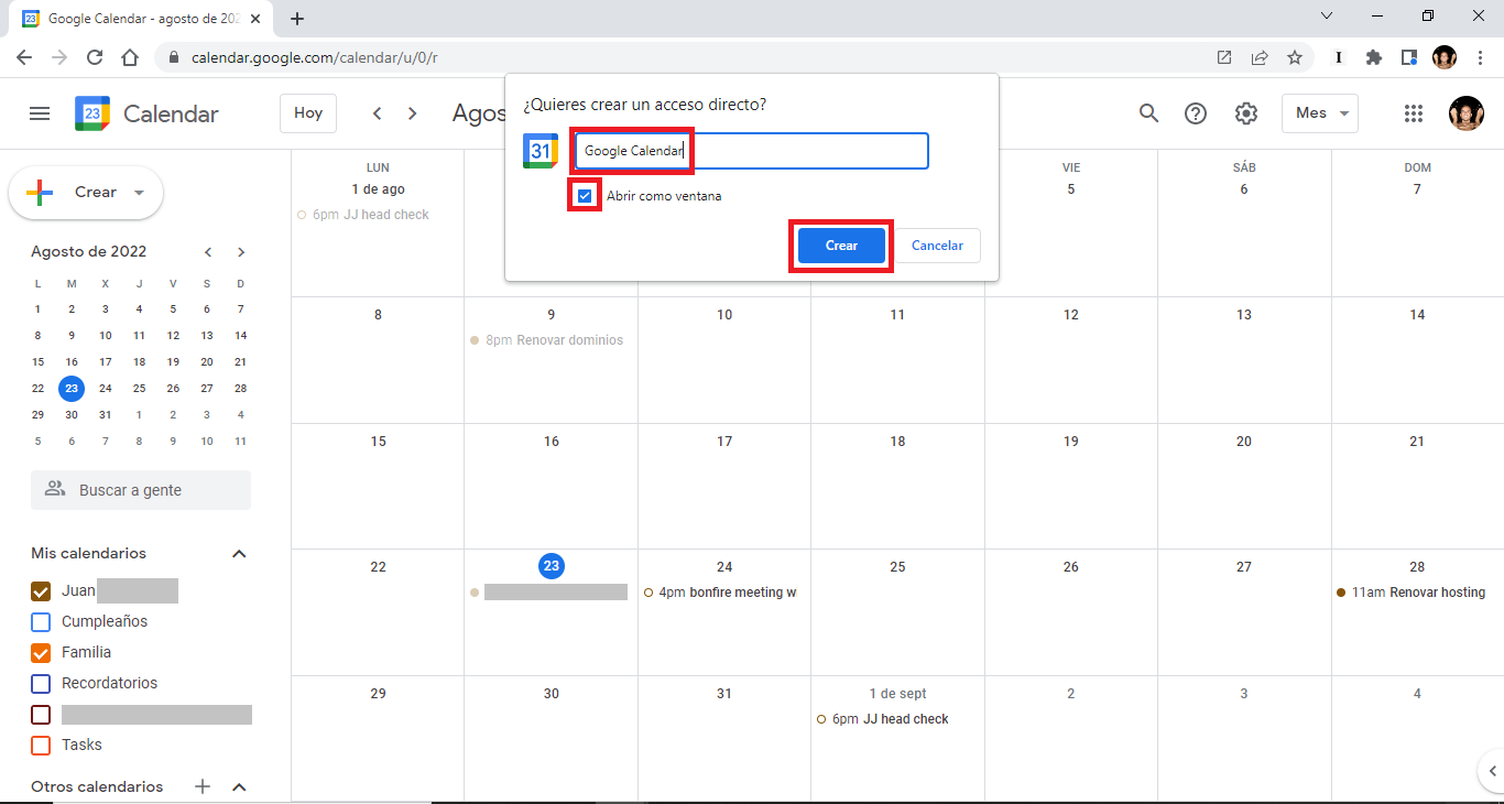 Windows 11 Como usar Google Calendar en la barra de tareas