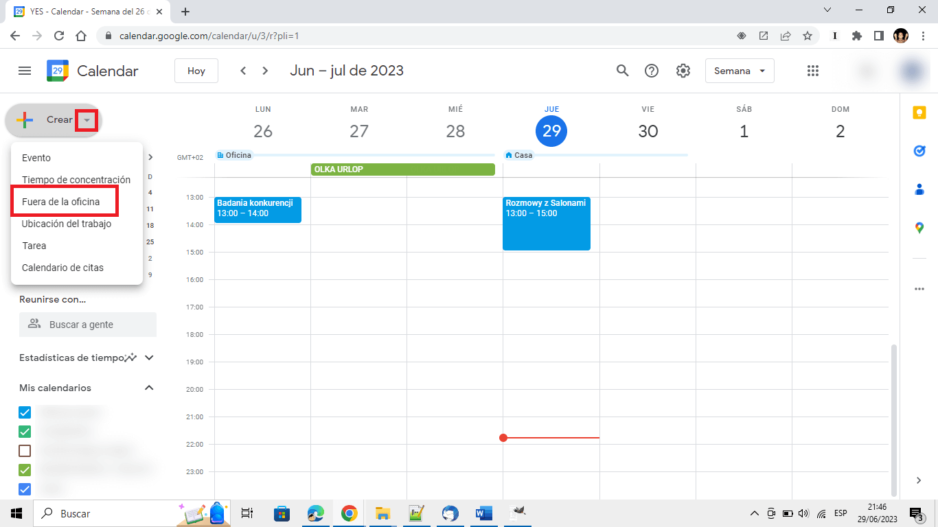 Como indicar que estoy de vacaciones en Google Calendar (Calendario)